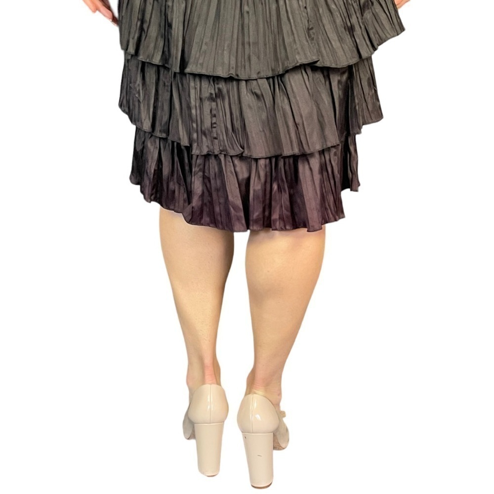 VINTAGE 80S SAMIR ANTONIO RUSPOLI LEATHER STRAPLESS RUFFLE PARTY COCKTAIL DRESS - Picture 10 of 12